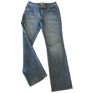 Chico's Platinum Jeans Womens Size 0.5 Straight Leg Denim Stretch Embellished